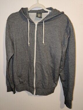 BDG Men's Charcoal Gray Zip Hoodie with White Drawstrings Size M